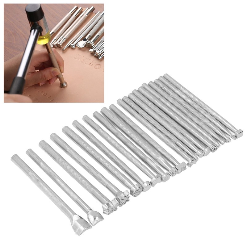 20Pcs Leather Stamping Tools Different Patterns High Hardness Anti Rust