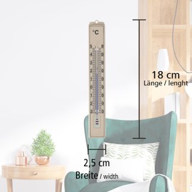 Lantelme 5 Piece Outdoor Thermometer Temperature -30 °C to 50 °C Plastic Beige 17.5 cm Garden Thermometer Set Weatherproof Analogue Thermometer for Indoor Outdoor Garden (Beige)