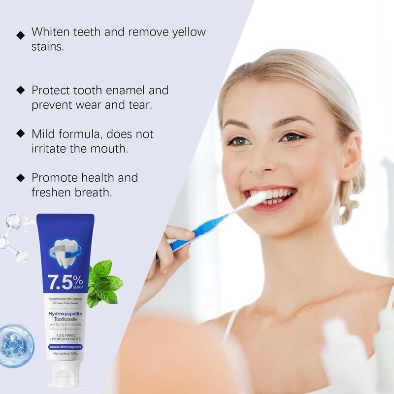【7.5% HYDROXYAPATITE】Nano Toothpaste: Repair Enamel + Whiten Teeth Fluoride-Free Mint,