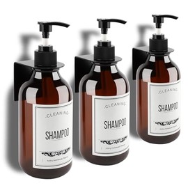 Gugxiom 3PCS 500ml dispensador de Shampoo para regadera, No Drill dispensador de Shampoo y acondicionador, dispensador de detergente liquido con Etiqu