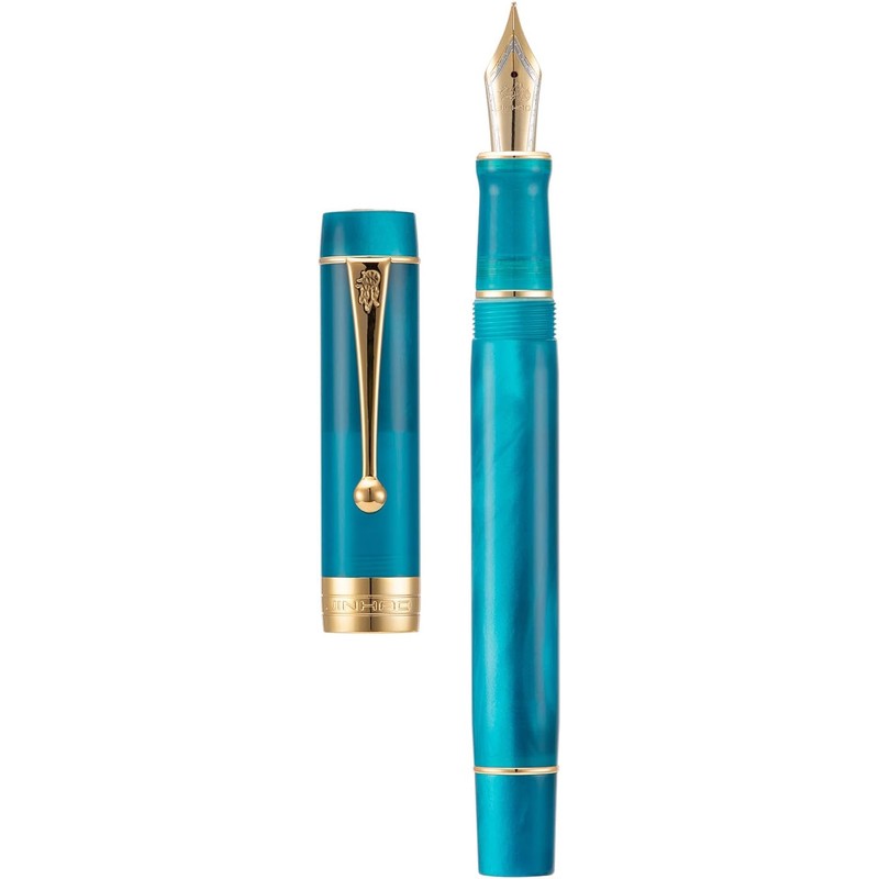 Jinhao 100 Pluma estilográfica estilo clásico azul pavo real, acrílico,