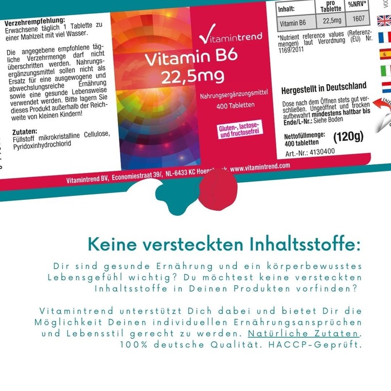 Vitamin B6 22.5 mg – Vegan – Bulk Pack –