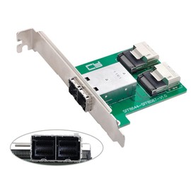NFHK Dual Ports Mini SAS HD SFF-8644 to Internal Mini SAS SFF-8087 PCBA Female Adapter with Low Profile Bracket