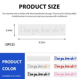 Wevdn 3 PCS I Love You Drive Safe Sticker, Funny Waterproof Car Rearview Mirror Decal with Heart, Self Affirmations Sticker with Drive Safe Letters for Car Window Bumper Women Gift (White)