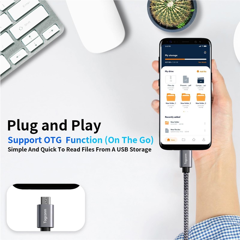 Togconn USB to Micro USB Adapter 4 Pack, Unidirectional Micro