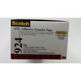 Scotch 924 ATG Adhesive Transfer Tape, 0.50 Inch x 60 Yards, Clear (1 Roll)