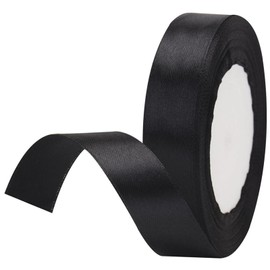 Black Satin Ribbon 20mm, 22 Meters Polyester Ribbons for Gift Wrapping, Crafts, Crafting, Hair Bows, Balloons, Wreaths, Cakes, Wedding Party Decoration