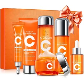 Set De Cuidado Facial Con Vitamina C Para Mujer Set De Regalo De 6 Piezas Con Limpiador Facial, Tnico, Crema Para Ojos, Srum, Locin Y Crema Facial Kit Hidratante Para El Cuidado Facial