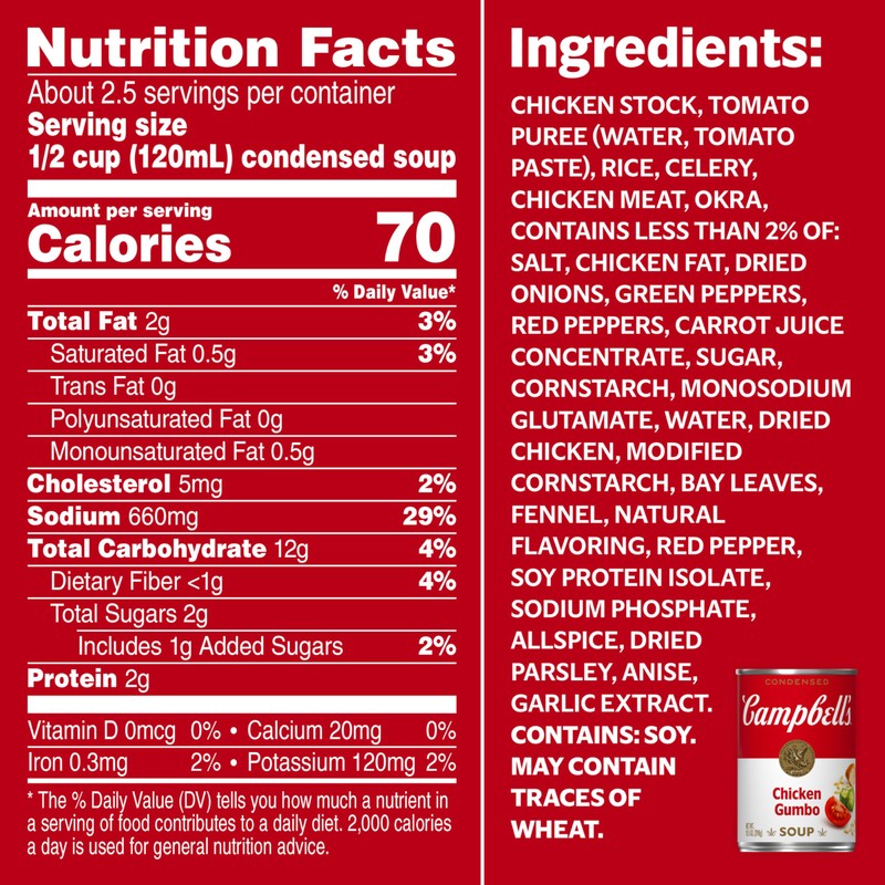 Campbell's Condensed Chicken Gumbo Soup, 10.5 Ounce Can