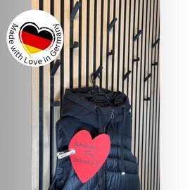 Coat Hooks – Pack of 2 Colour-Coordinated Coat Hooks Acoustic Panels (Wood, Black, Concrete Grey) – Hooks Ideal for 13 or 15 mm Slat Spacing, Stable and Safe (Black, 15 mm)