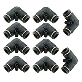 Beduan Push to Connect Fitting Elbow, 6mm x 6mm Tube OD Pneumatic 90° Degree Adapter Push in Fitting for Air Compressor （Pack of 10）