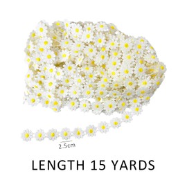 15 Yards Small Daisy Decoration Daisy Embroidery Lace DIY Craft Supplies Sewing Fabric Applique Decoration Clothing Decoration Accessories Gift Decoration