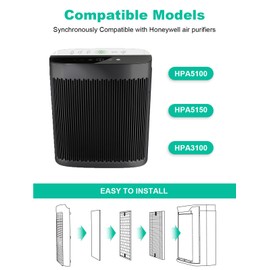 HPA5200B Replacement Filter Compatible with Honeywell HPA 5200B HPA5220 HPA5250 HPA3200 Air Purifiers, 2 Efficiency Filter, 2 S Carbon and 4 A Pre-Filters, Part # HRF-R HRFSC1 HRF-ARVP200 HRF-A200