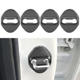 TOMALL 4pcs Car Door Lock Latches Cover Protector Compatible with Toyota 86 Camry Tacoma RAV4 Corolla Highlander Tundra Prius CHR Avalon Accessories Stainless Steel Car Door Lock Decorations (Black)