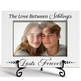 Siblings Picture Frame -The Love Between Siblings Lasts Forever, Wooden Photo Frame Birthday Gifts for Brother Sister, 4"x6" Picture Frame for Tabletop Shelf Display, Home Office Desk Decor/XK88