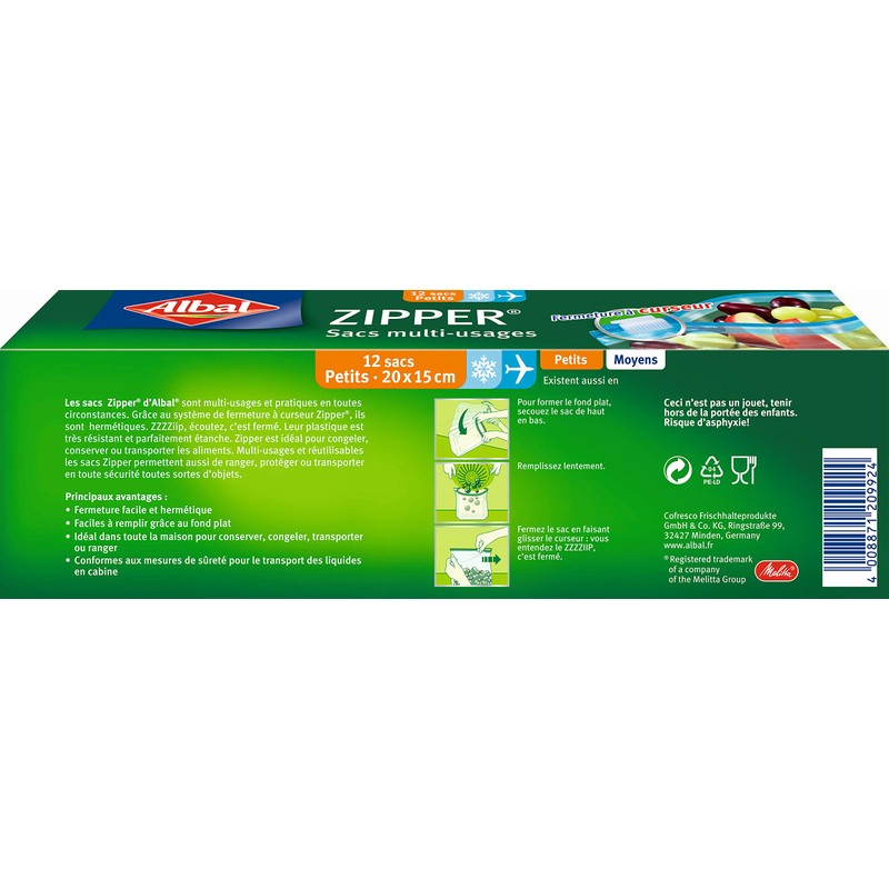 Albal 12 Multi Purpose Bags Zipper Airtight Bags 20cm x