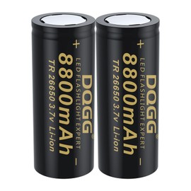 BENKIA 26650 Rechargeable Battery 3.7V 8800mAh Large Capacity Flat Top 2 Pack Batteries for LED Flashlights