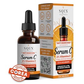 Sqin Luxiena Korean Serum de Vitamina C 2% y Ácido Hialurónico Facial. Aclara la Piel, Antimanchas facial + Antiarrugas + Antioxidante, Suero Facial d