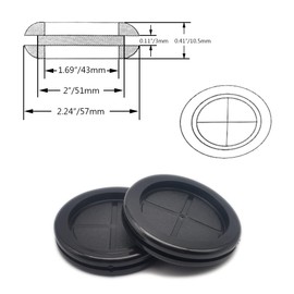 Alamic Rubber Grommet, Rubber Grommets for Wiring, 1-11/16" ID, 2" Drill Hole, Rubber Hole Plugs, Synthetic Wire Grommets Protector, Firewall Plug Grommet, Double-Sided - 4 Pack