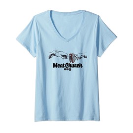 Womens Hands Of Brisket Meat Church Bbq V-Neck T-Shirt
