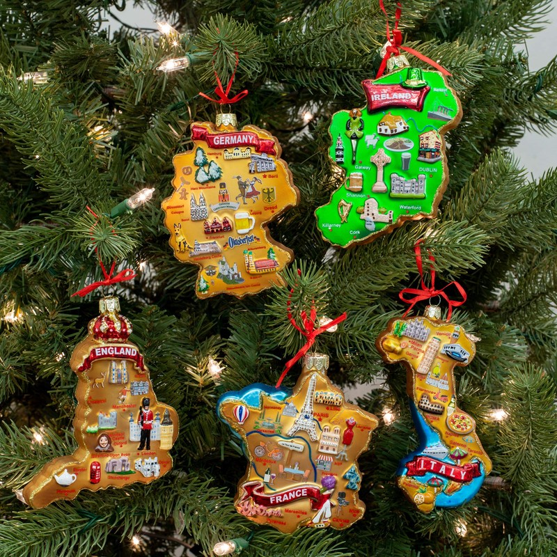 Kurt Adler Highlights of Italy Map Glass Ornament 5 3/4