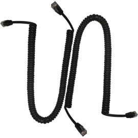 HPWFHPLF Telephone Cords, 2 Pack 6P6C Anti-Tangle Telephone Wires, 6-10 Feet RJ12 Male to Male Coiled Cable for Landline Phones (Black)