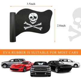 KVAEY Pirate Flag Car Antenna Topper, Automotive Pirate Flag Shaped Antenna Topper, Antenna Topper with Cool Skull Crossbones for Car Truck SUV, Universal Car Accessories