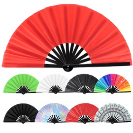 Joyclub 13 inch Boots on The Ground Hand Fan, Large Rave Fan Clack Fan for Line Dancing Bamboo Clapping Folding Popping Fans for Chinese Kungfu