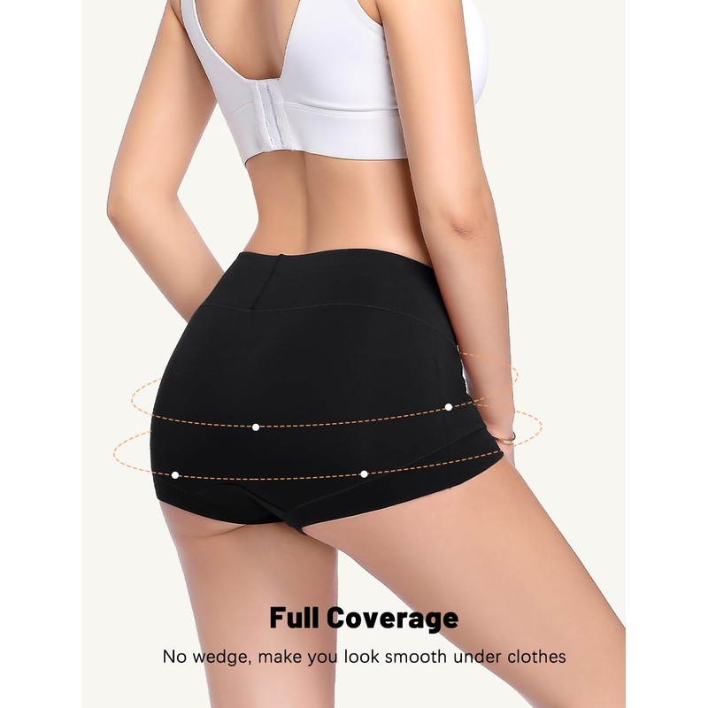 Molasus Womens Cotton Boy Shorts Panties Ladies High Waisted Full