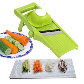 Voarge Manuelle Essen Slicer, Gemüsehobel 3 in 1 Gemüseschneider Profi Gemüsereibe Kartoffelschneider, justierbares Stärke Kartoffel Karotten Gemüse Scheiben Werkzeug