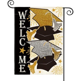 Graduation Diploma Cap Congrats Grad Garden Flag Double Sided 12x18 Inch Outside Decorations(C)