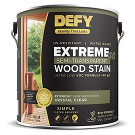 DEFY Extreme 1 Gallon 40 VOC Compliant Semi-Transparent Exterior Wood Stain, Crystal Clear