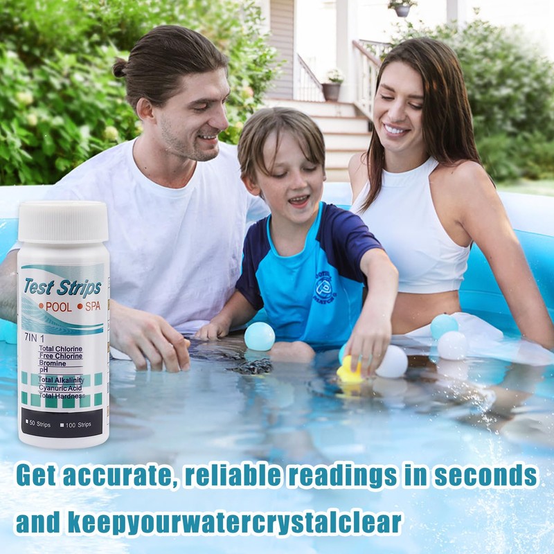 Pack of 50 Pool Test Strips, Pool Tester PH and