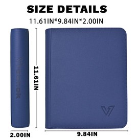 Vrsanok Toploaders Binder 4 Pocket,Holds 128 Top Loaders,Top Loader Binder 4 Pocket for 3" x 4"Rigid Cards,Double Sided Card Binder Abulm in 3"x4"Toploaders for Trading Cards