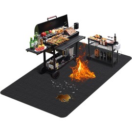 TAOMAND Large 76 x 52 inches Under Grill Mats for Outdoor Grill | Double-Sided Fireproof | Waterproof | Oil-Proof | Easy to Clean | Indoor Fireplace/Fire Pit Mat | Quality BBQ Mat for Deck Patio Lawn
