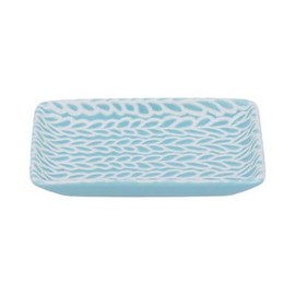 Gisela Graham Ceramic Trinket Dish, Light Blue Leaf Pattern, Small