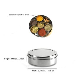 IndiaBigShop Stainless Steel Round Spices Box Kitchen Masala Dabba 7 Compartments, 7.3 Inch