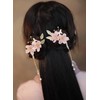 Chinese Hair Accessories,Pink Lotus Flora Hair Clips Handmade Hanfu Decorative