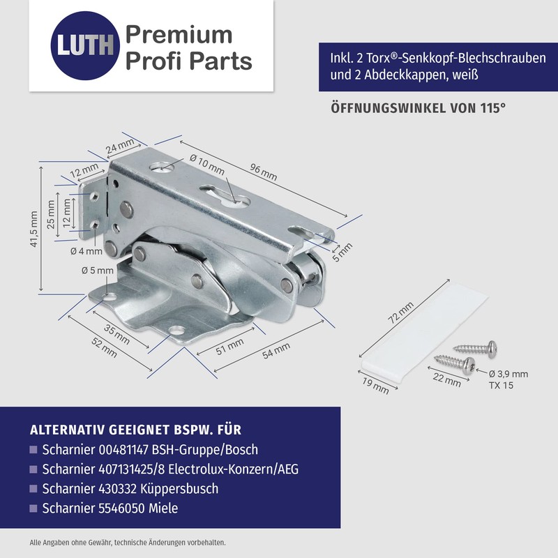 Hinge Door Hinge Set Compatible with Bosch Siemens Neff AEG