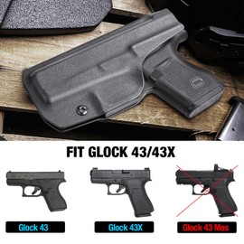Gun & Flower Kydex IWB Holster Compatible with Glock 43/ 43X, Inside Waistband Concealed Carry Holster Custom Fit G43/ G43X Pistol, Adj. Cant & Retention, Right Hand