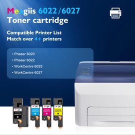 Meagiis Remanufactured 6022 6027 Toner Cartridge Replacement for Xerox 106R02759, 106R02756, 106R02757, 106R02758, for Use in Xerox Phaser 6022 6020, WorkCentre 6027 6025 Printer (BK/C/M/Y, 4-Pack)