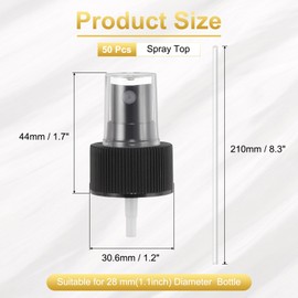 uxcell 50 Pcs Black Spray Top, 28/410 Fine Mist Sprayer Reusable Replacement Spray Bottle Pump Plastic Top for Essential Oil Hair and Body Sprays Bottle