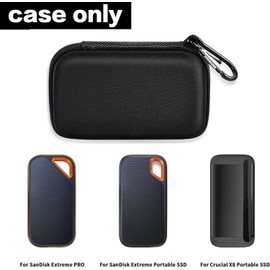 Hard Case Compatible with SanDisk Extreme PRO 500GB 1TB 2TB 4TB Portable External SSD. Carrying Travel Holder for Crucial X8 Solid State Drive (Box Only)-Black