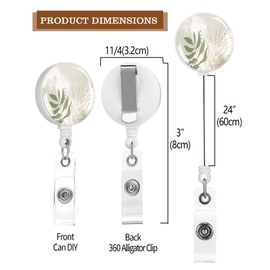 TPOAEL 2 Pack Retractable Badge Holders Cute Badge Reel Badge Clip ID Card Holders for Student Office Worker Doctor Nurse Teacher (Green Leaf)