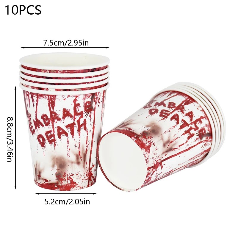 Halloween Disposable Tableware for Horror Parties – Bloody Handprint Paper