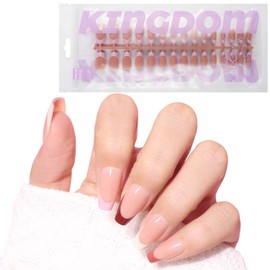 MOTIBACK 150pcs False Nails Kit,Trapezoidal French 5 Colors,Press on Fake Wearable Nails,15 Sizes Glossy Full Cover Nail Tips -Stick on Nails with Glue and Nail Files for Women and Girls