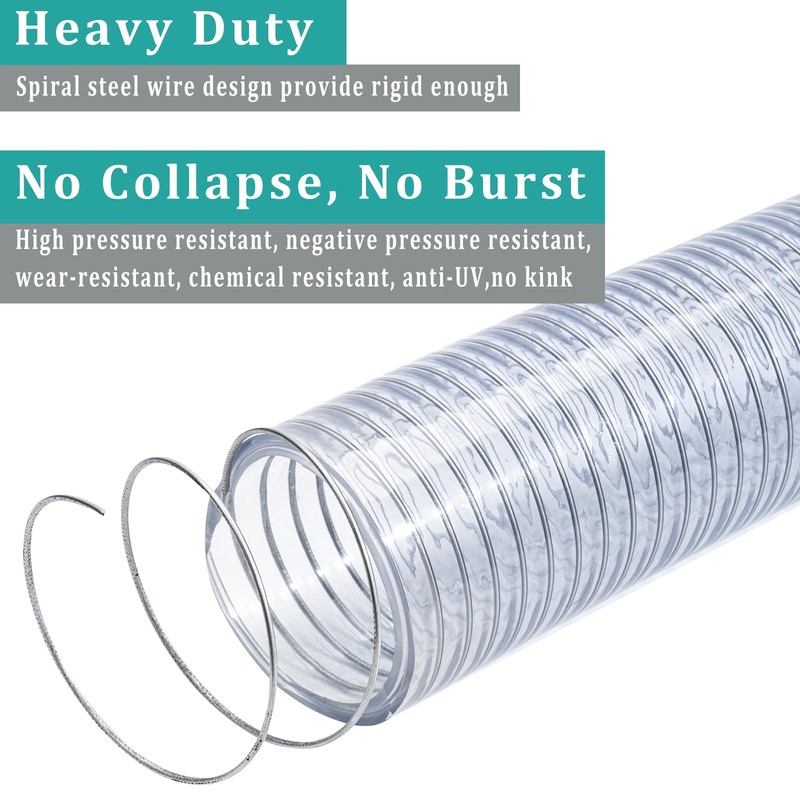 Wire Reinforced Hose 1" id - 50ft Clear High Pressure