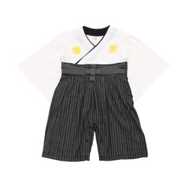 Kyoetsu Hakama Rompers, Girls, Boys, Baby, Hakama, Coverall, Romper, White stripe, 90
