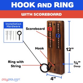 Play Platoon Hook and Ring Toss Game with Magnetic Scoreboard,- Ring Toss Bar Game for Adults, Toss Ring Game for Adults Including Scoreboard - Perfect for Home, Basements, Bars