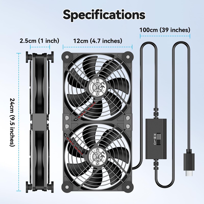 ELUTENG Dual USB Computer Fan 120mm